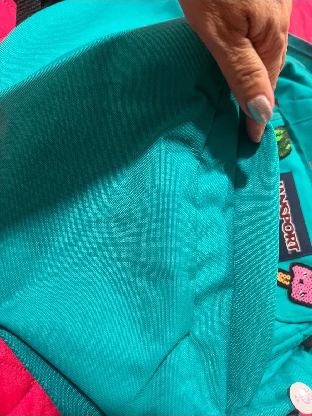 Jansport Teal Backpack with Fun Patches